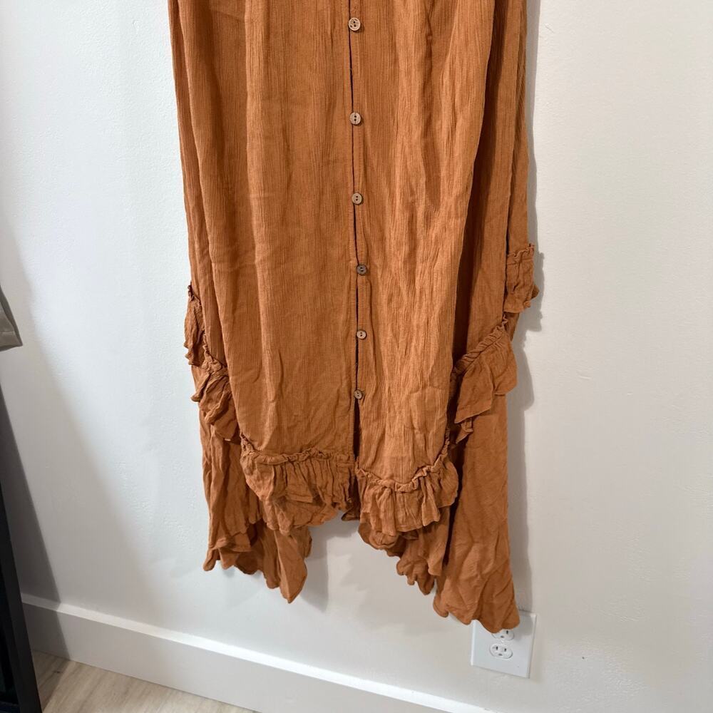 Free People Paradiso Maxi Dress Boho Ruffle Lace Button Front Cottagecore Small - Picture 4 of 9